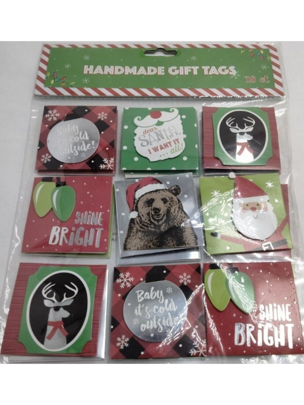 Christmas Gift Tags Cottage Cabin Lodge Bear Deer 18 Cards 3D Holiday